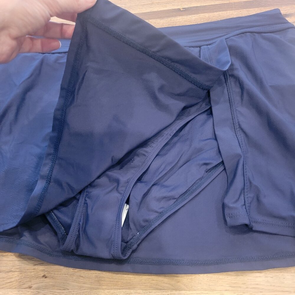 Anne Cole Limited Edition Ladies Banded Side Slit Skirted Swim Bottom Navy Blue - Picture 5 of 10